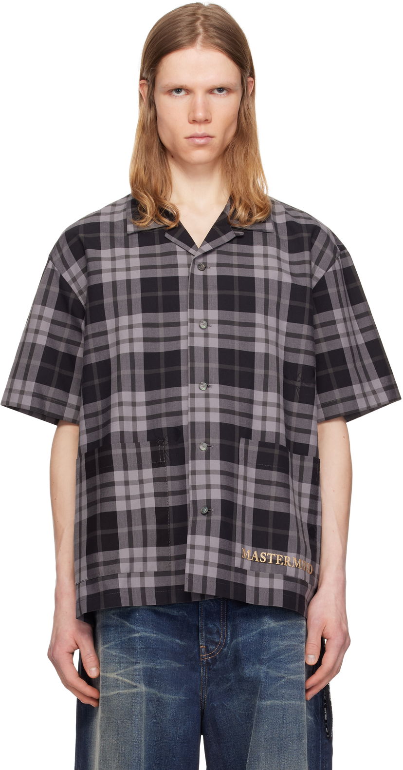 Košulja Mastermind WORLD Mastermind World Plaid Short Sleeve Shirt Siva | MW25S14-SH007-007