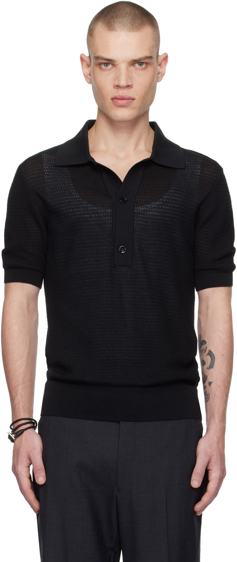 Polo majica Tom Ford TOM FORD Cotton Silk Polo Crna | KPS019-YMC026S25
