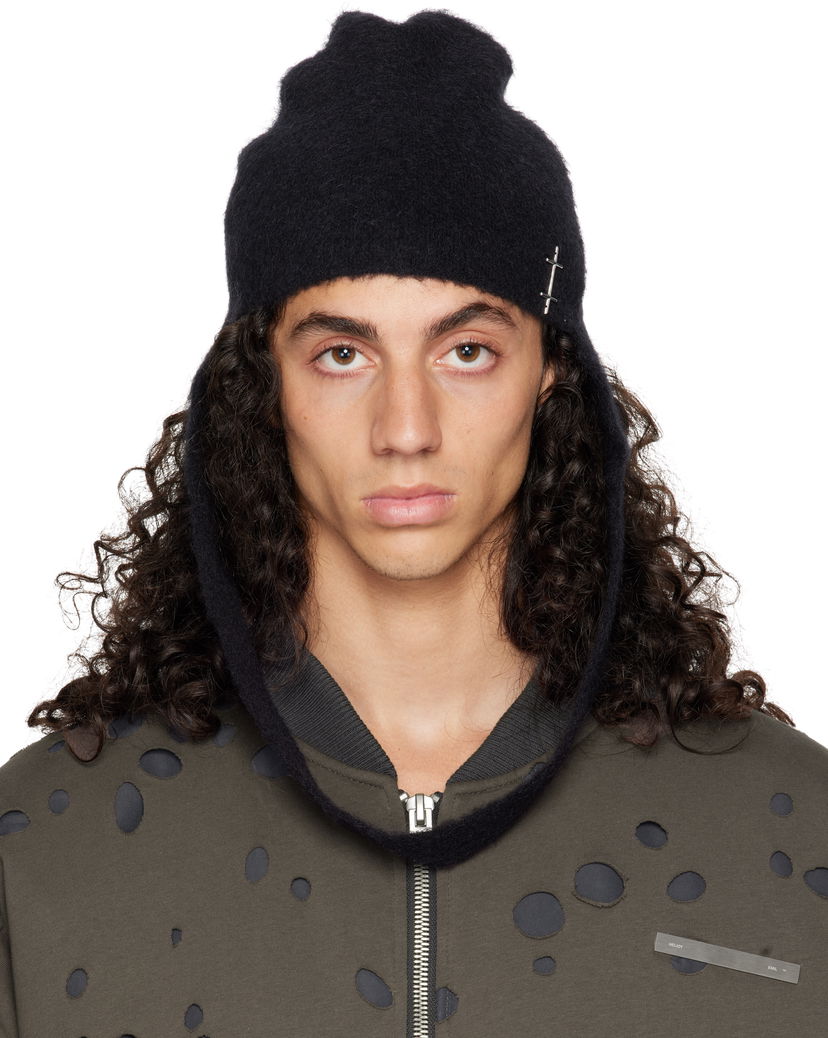 Kapica HELIOT EMIL Obelis Longline Beanie Crna | AW24_16_111_BLK01