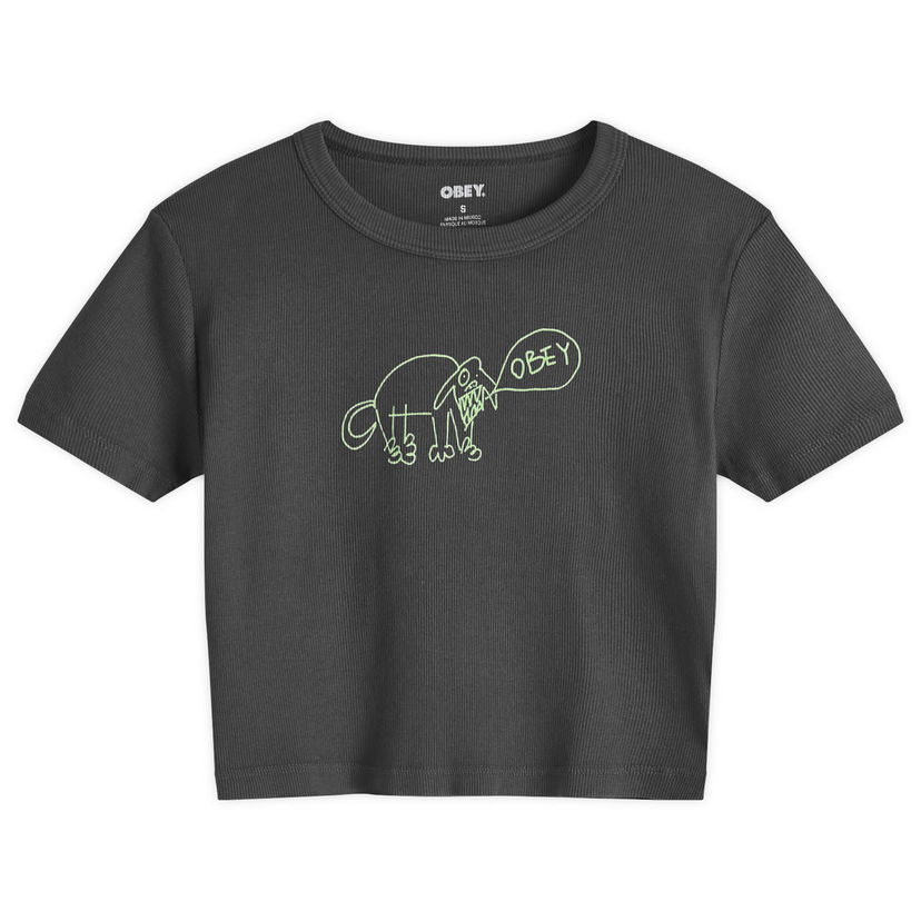 Crop top OBEY Angry Dog Graphic Crop T-Shirt Siva | 263742588