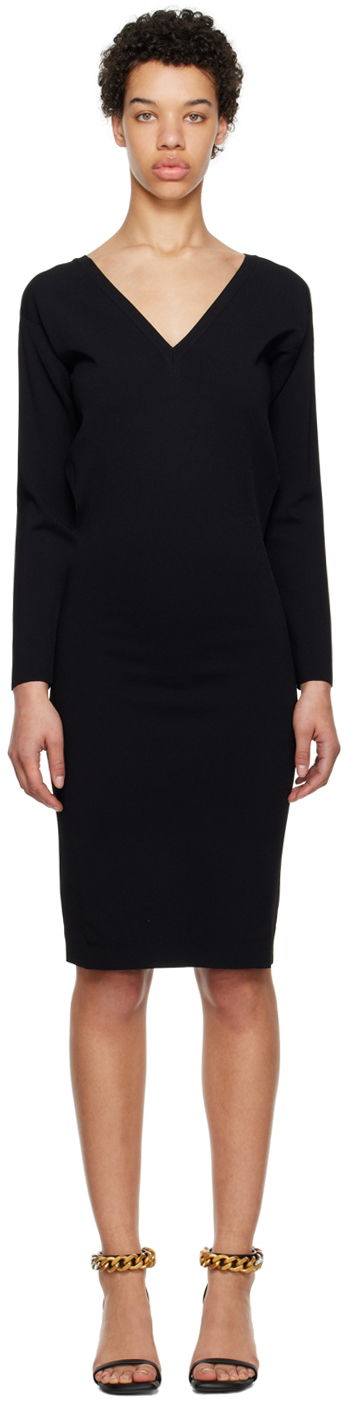 Haljina Stella McCartney Compact V-Neck Dress Crna | 6K0426S2076
