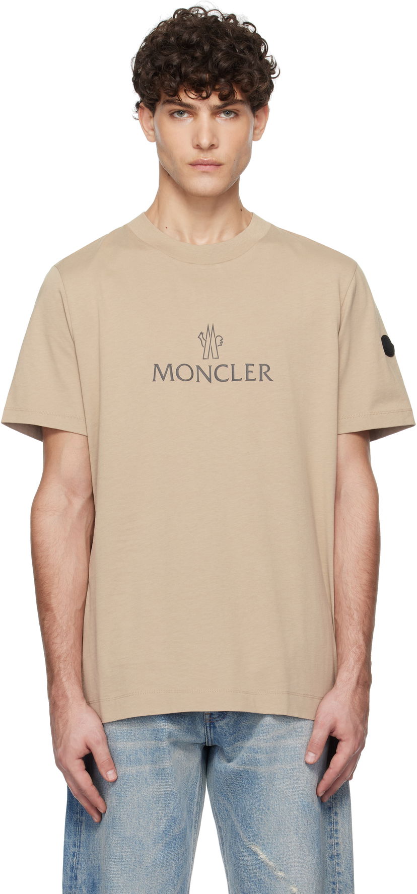 Majica kratkih rukava Moncler Logo Cotton T-Shirt Bež | K10918C00024829H8