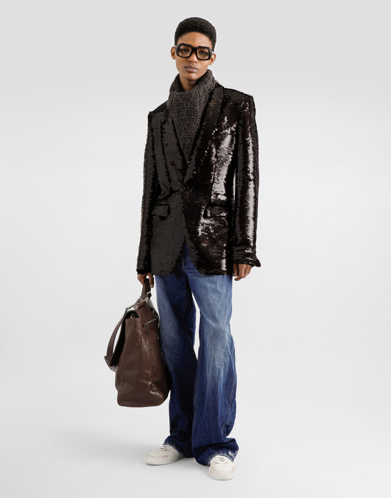Džemper Dolce & Gabbana Dolce & Gabbana Silk and Cotton Ribbed Pullover Sweater Crna | GXXAFTJAMVCN0000, 1