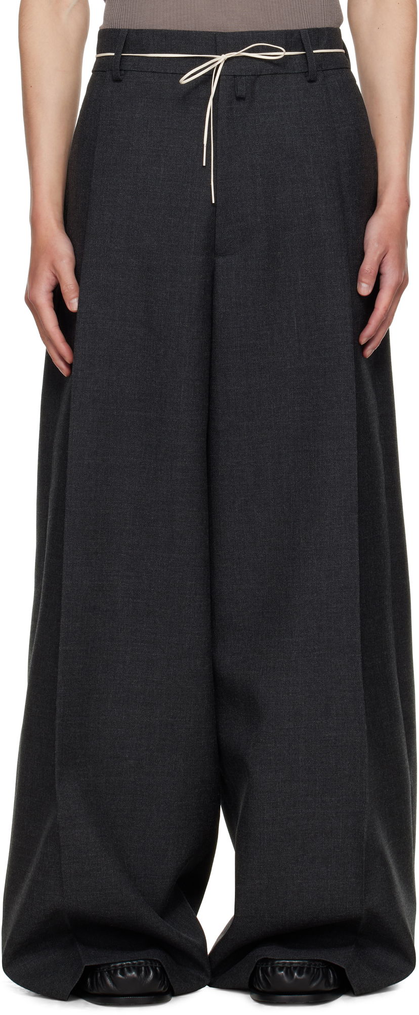 Hlače Dries Van Noten Dries Van Noten Wide Leg Pleated Trousers Siva | 252-020915-2247