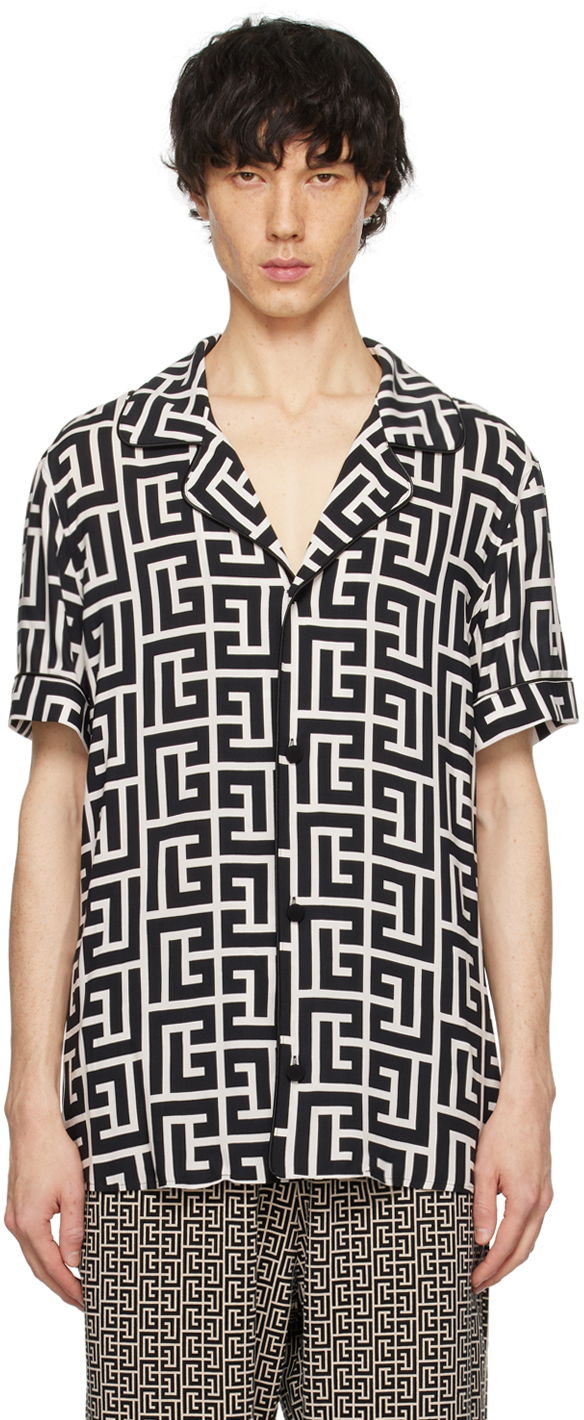 Košulja Balmain Monogram Shirt Crna | CH1HN011VD01