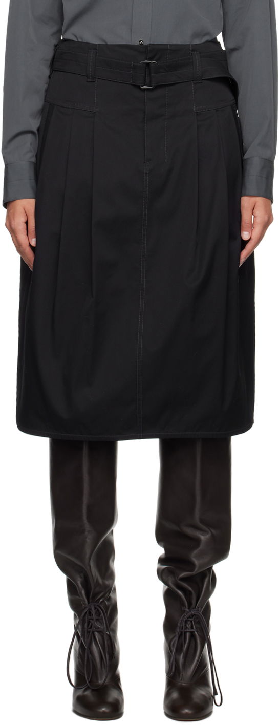 Suknja LEMAIRE LEMAIRE Pleated Belted Midi Skirt Crna | SK1010 LF824