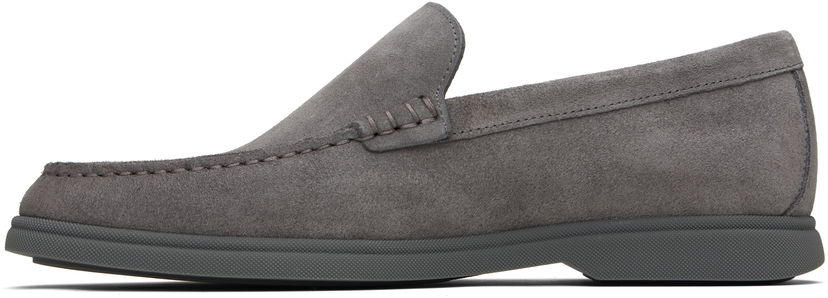 Tenisice i cipele BOSS Suede Loafers with Contrast Outsole Siva | 50543083