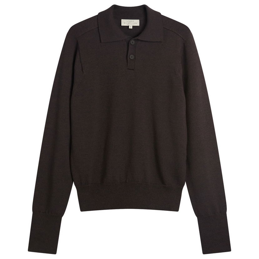 Džemper Studio Nicholson Polo Knit Smeđa | SARKSNM-1384-WAL
