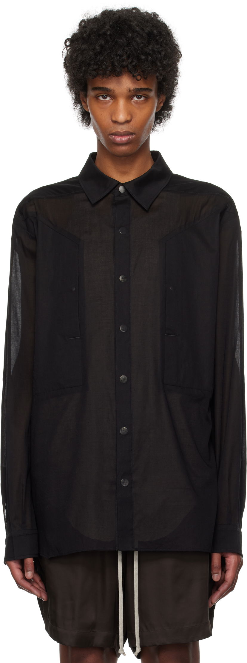 Košulja Rick Owens Rick Owens Hollywood Jumbo Fogpocket Outer Shirt Crna | RU01E5240 CV