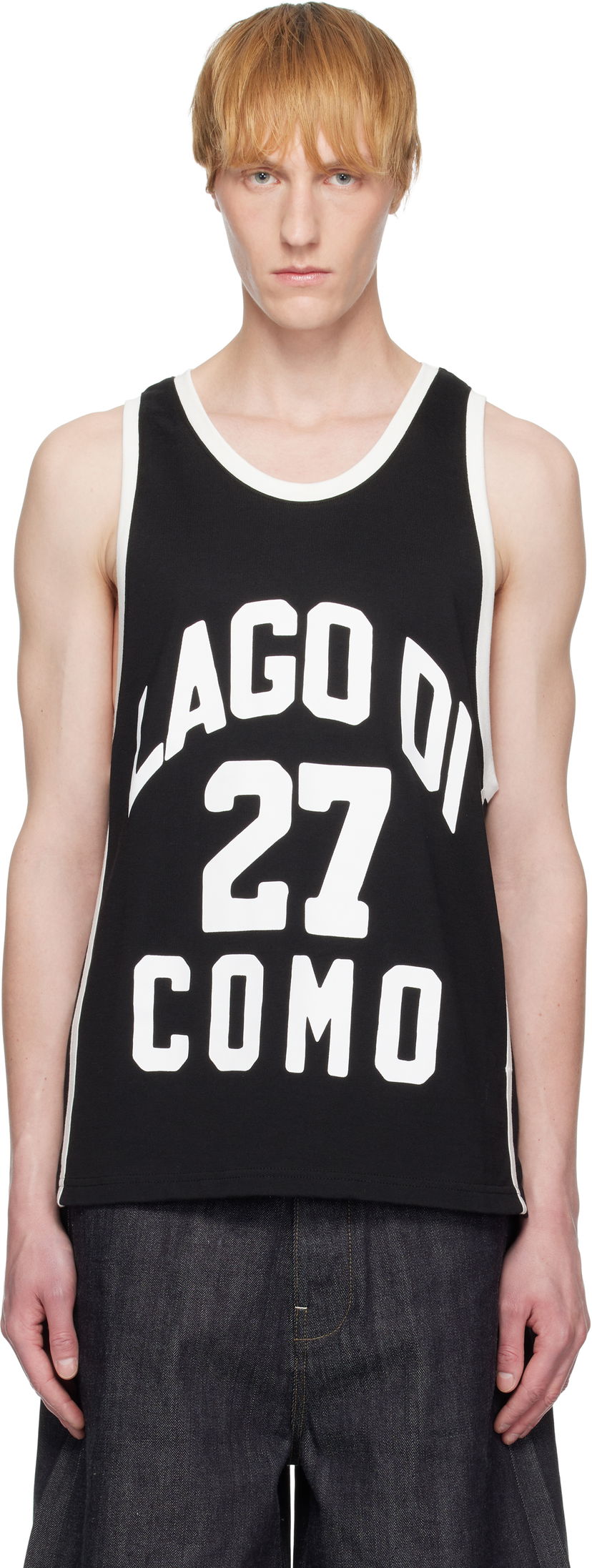 Majica bez rukava Rhude Rhude Como 1907 Edition Jersey Tank Top Crna | RHSS25TA01230