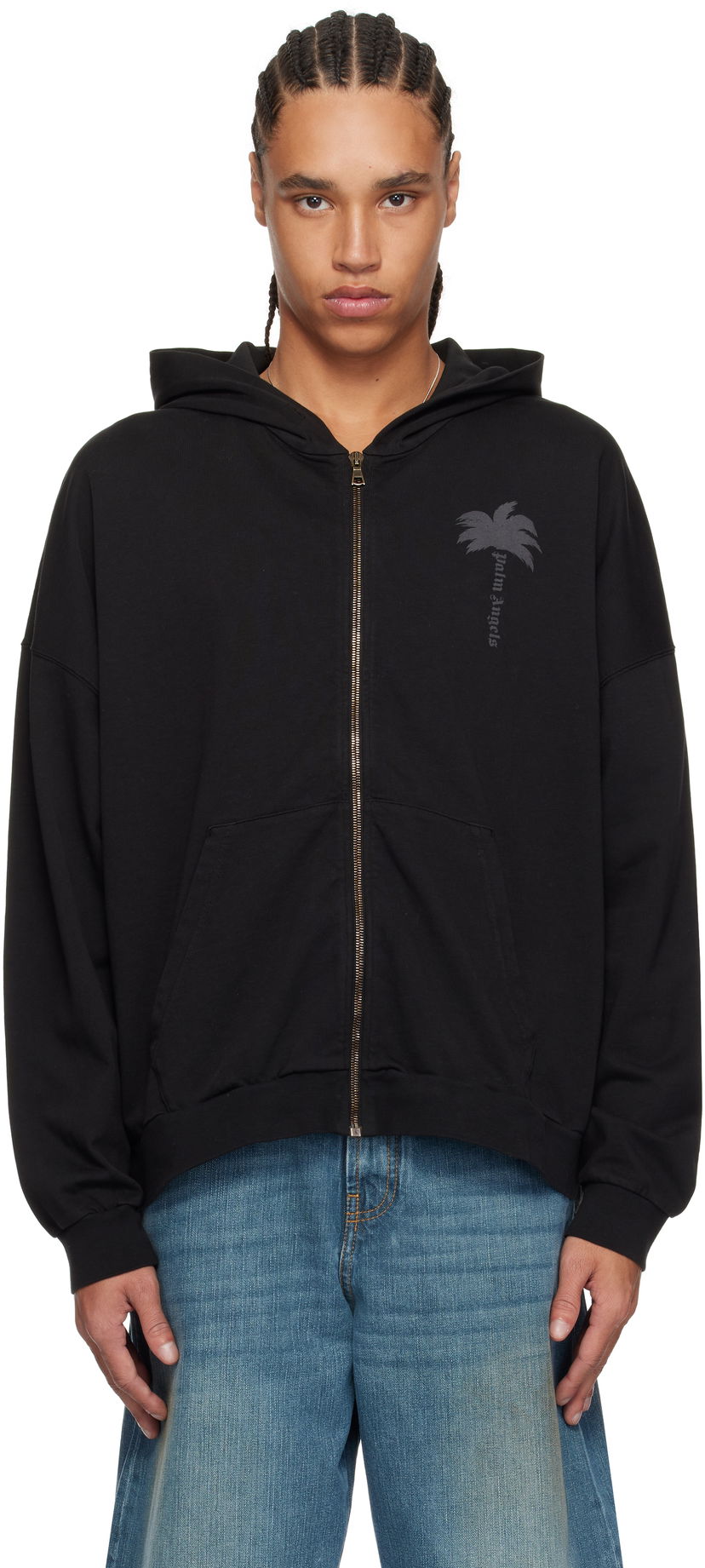 Dukserice Palm Angels Palm Angels Palms Zip Hoodie Crna | PMBE016S25FLE0011313