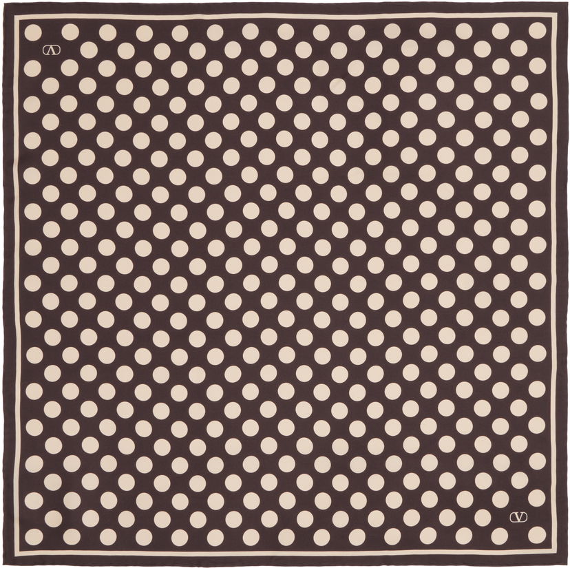 Šal Valentino Valentino Garavani Polka Dot Silk Scarf Smeđa | 7Y2EK008QEM