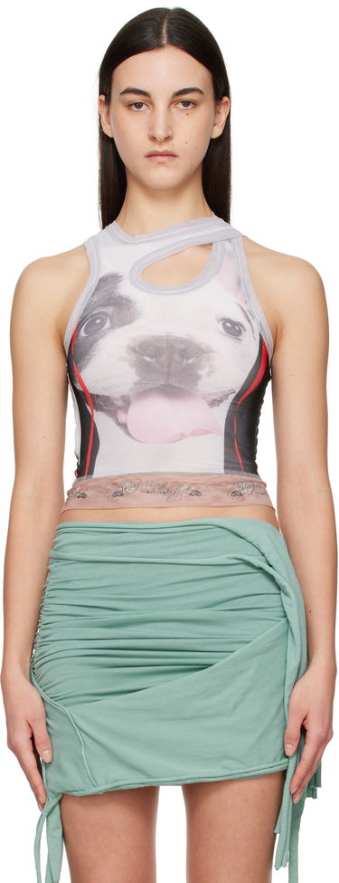Majica bez rukava Ottolinger Ottolinger Mesh Dog Print Cutout Tank Top Bijela | 10110060102, 0