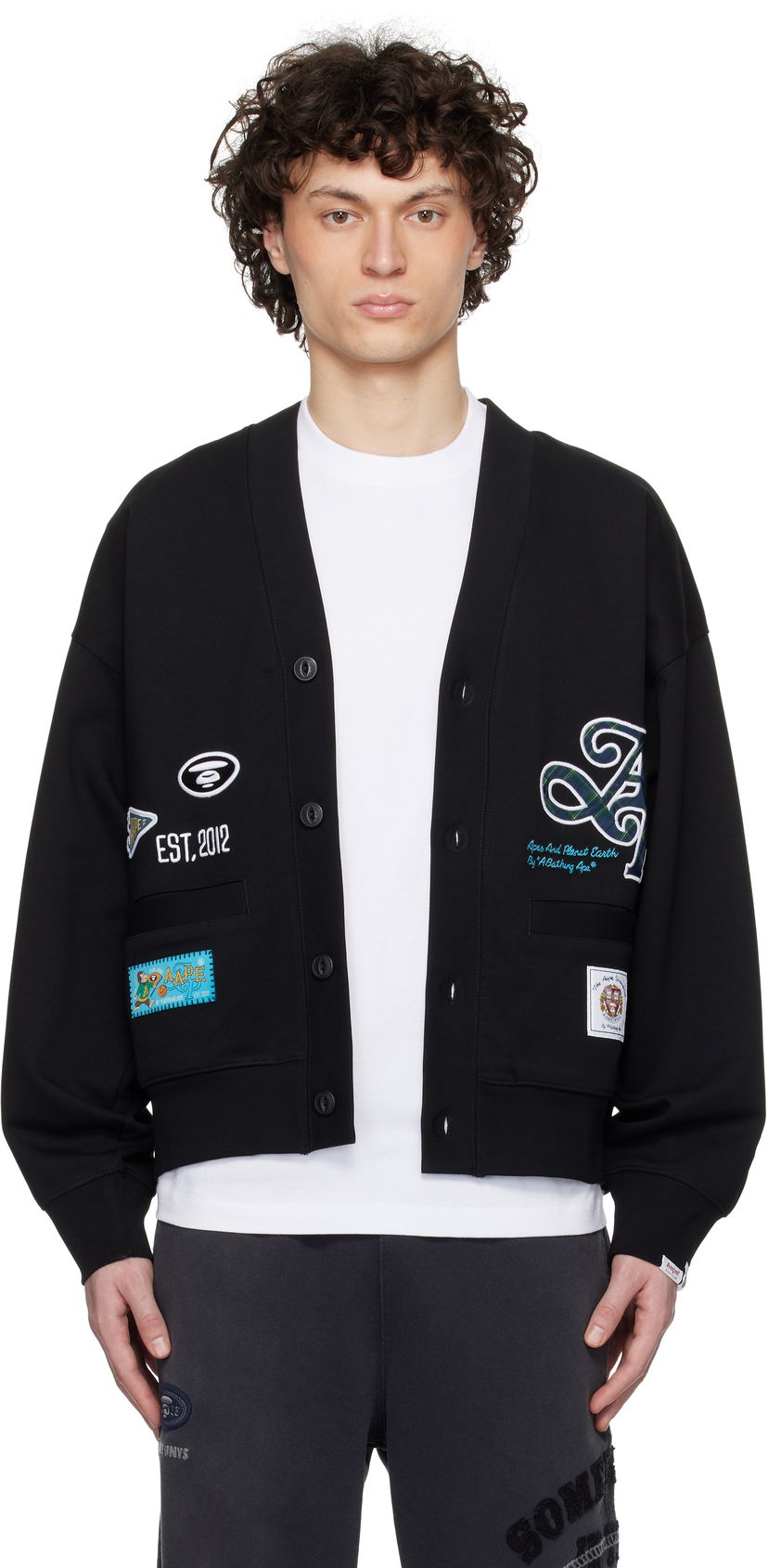 Džemper AAPE by A Bathing Ape AAPE by A Bathing Ape Main Cardigan Crna | AAPSWMC324XXNBKX
