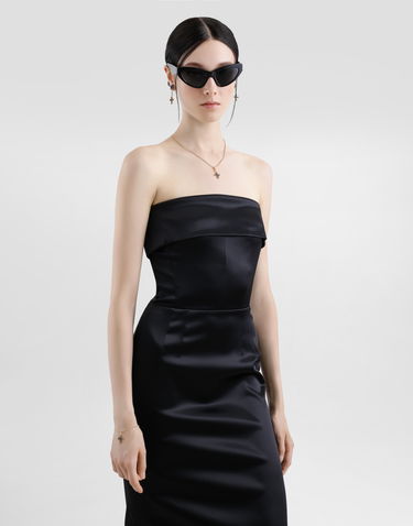 Haljina Dolce & Gabbana Dolce & Gabbana Satin Corset Sheath Calf-Length Dress Crna | F6JNYTFURADN0000, 3