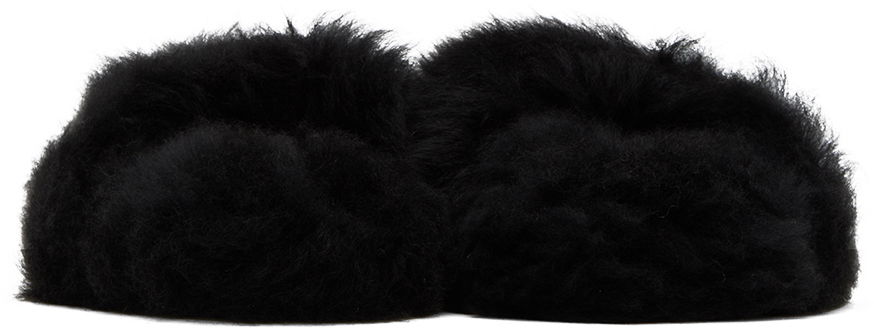 Odjeća Yves Salomon Yves Salomon Toscana Fur Slippers Crna | 24W23WAA342XXTOSX, 1
