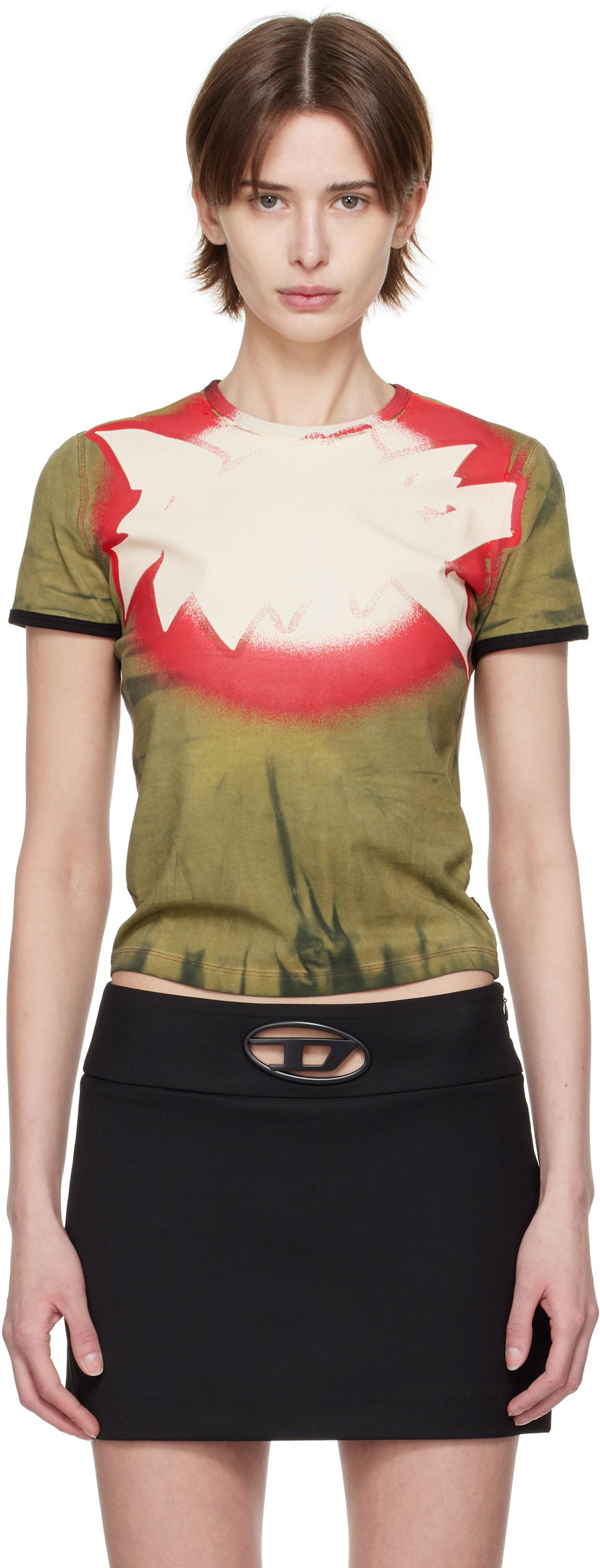Majica kratkih rukava Diesel Diesel T-Uncutie-Long-Q1 Tie-Dye T-Shirt Zelena | A16772 0HQAS
