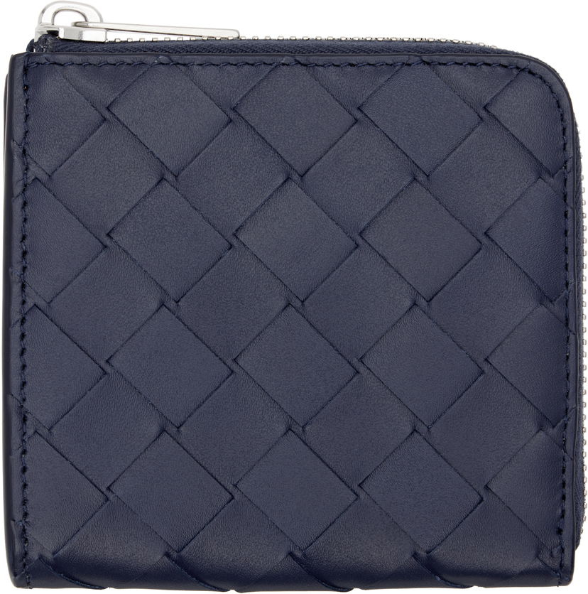 Novčanik Bottega Veneta Bottega Veneta Intrecciato Square Zip Wallet Tamnoplava | 817741VCPQ53262