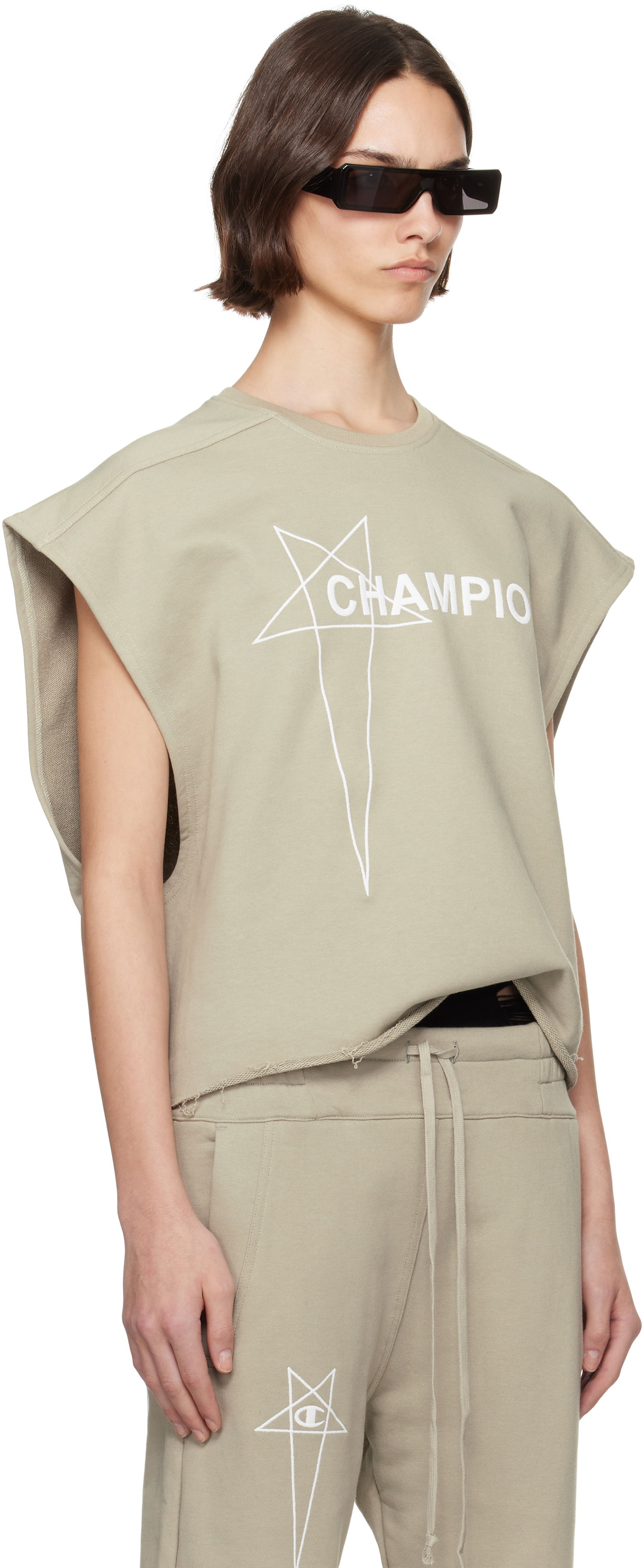 Majica bez rukava Rick Owens Rick Owens Champion Edition Micro Tatlin Tank Top Bež | CW01E1666 CHFE, 1