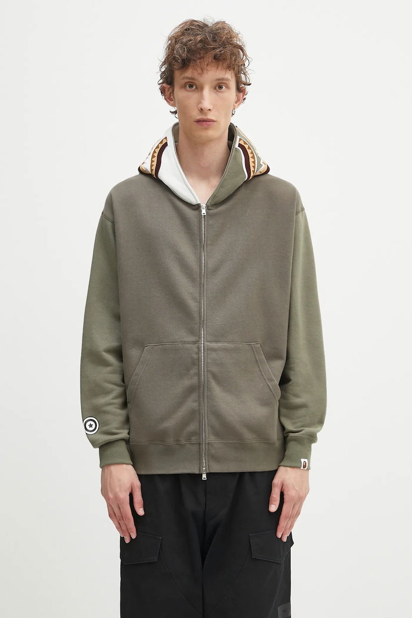 Dukserice BAPE A Bathing Ape Shark Full Zip Hoodie Zelena | 1K70115312