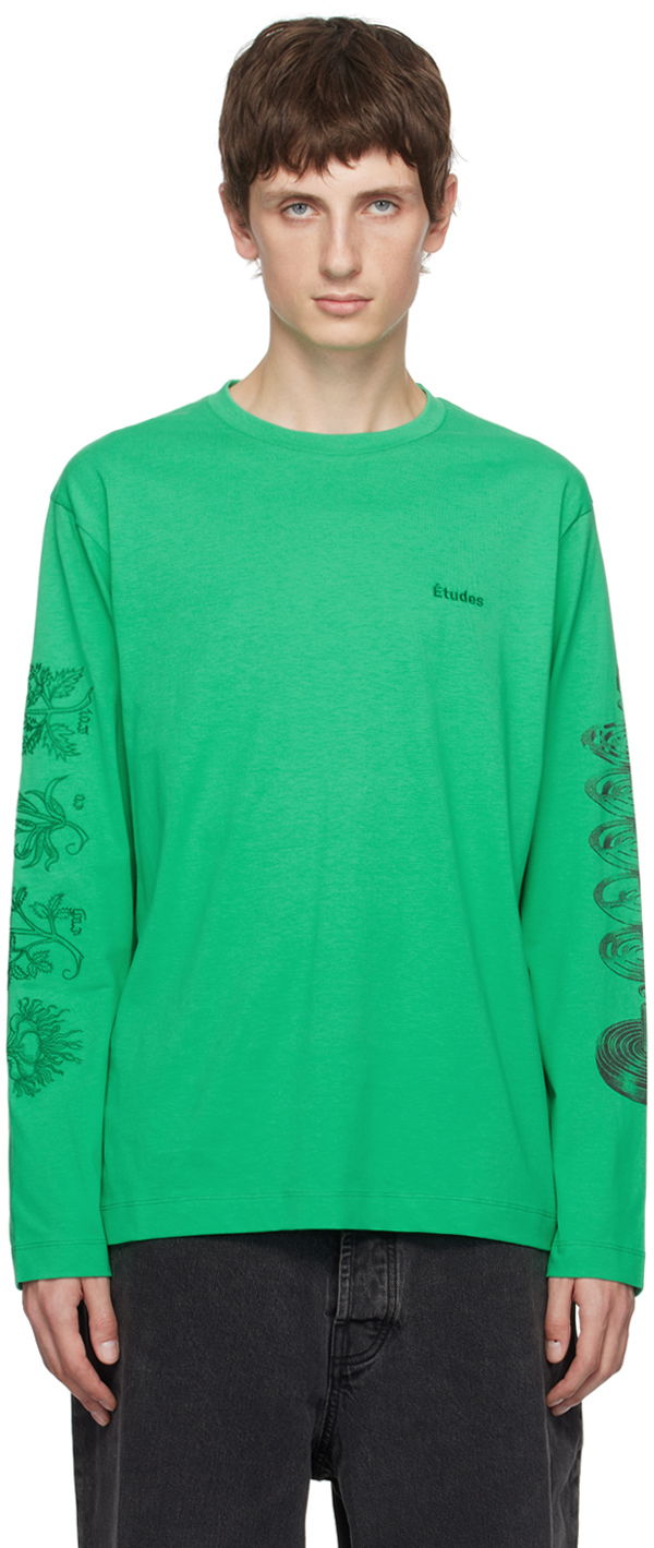 Majica kratkih rukava Études Graphic Print Long Sleeve T-Shirt Zelena | H23MC172A01036