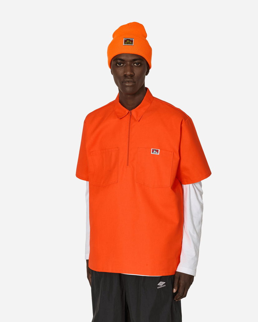 Kapica Ben Davis Men's Orange Half-Zip Short Sleeve Shirt Narančasta | BEN126 001