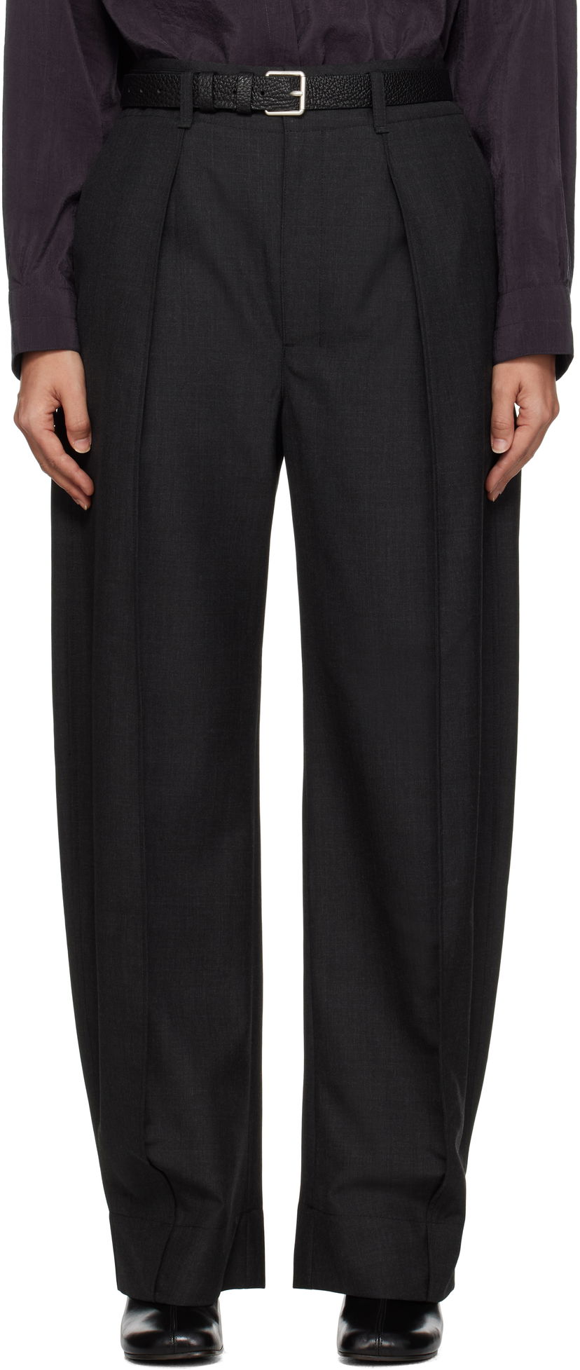 Hlače LEMAIRE LEMAIRE Curved Volume Tailored Pants Crna | PA1118 LF414