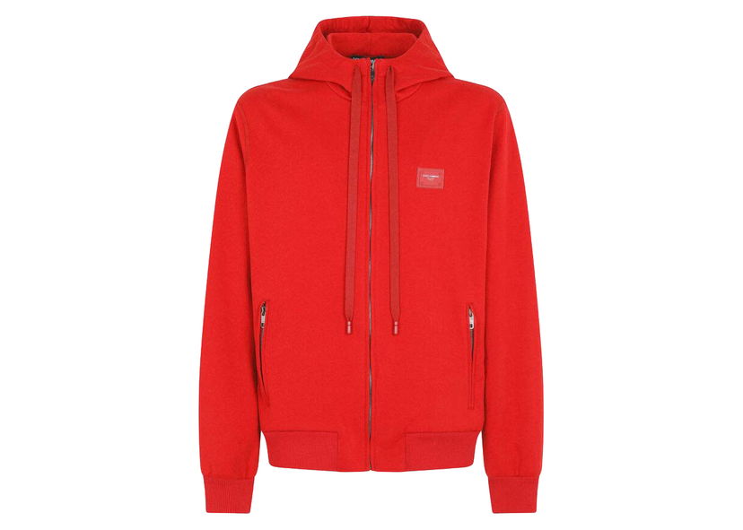 Dukserice Dolce & Gabbana Jersey Zip Up Hoodie Red Crvena | G9PD2TFU7DUR2254
