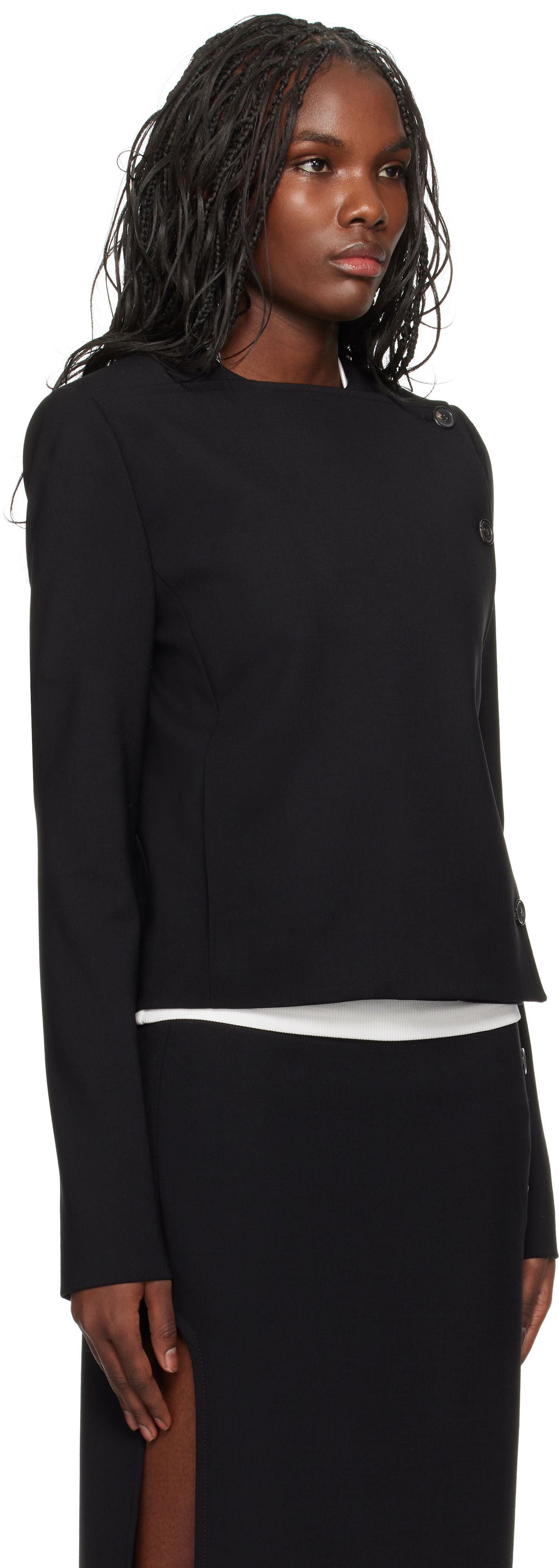 Jakna Courrèges Buttoned Tailored Jacket Crna | 424CVE102WO0113, 1