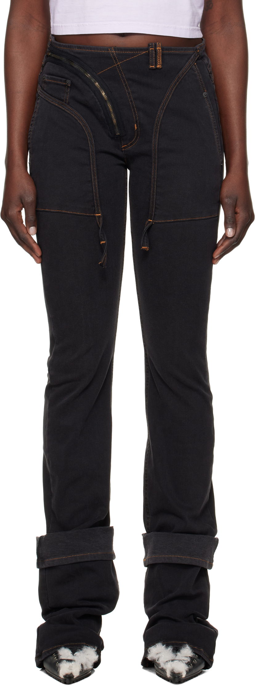 Jeans Ottolinger Ottolinger Open Back Denim Jeans Crna | 2217080211
