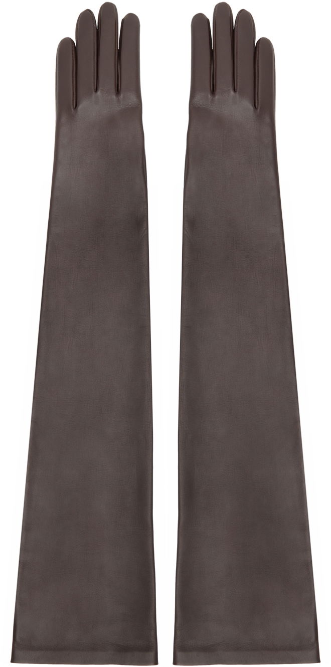 Rukavice The Row Long Leather Gloves Smeđa | 7349-P52