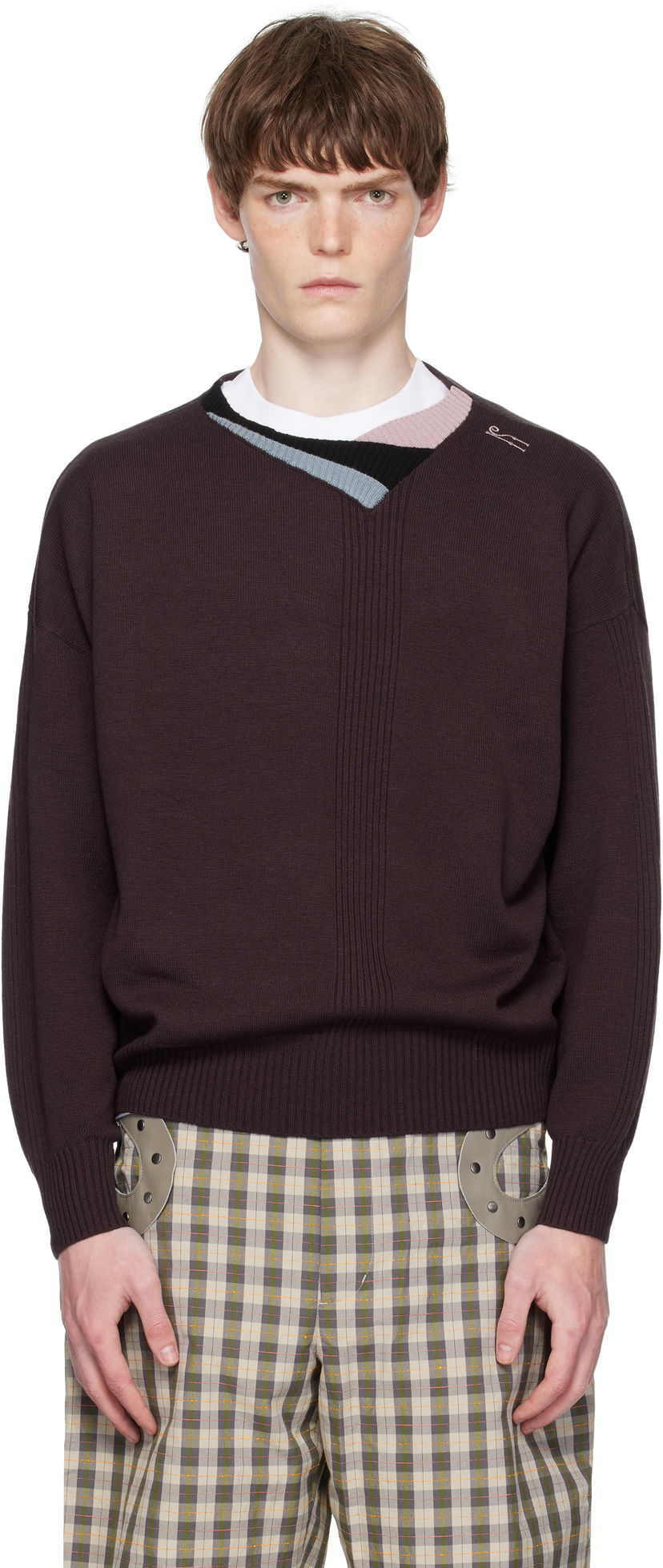 Džemper KIKO KOSTADINOV Kiko Kostadinov Vig Multi Collar Sweater Smeđa | KKAW25KN04-97