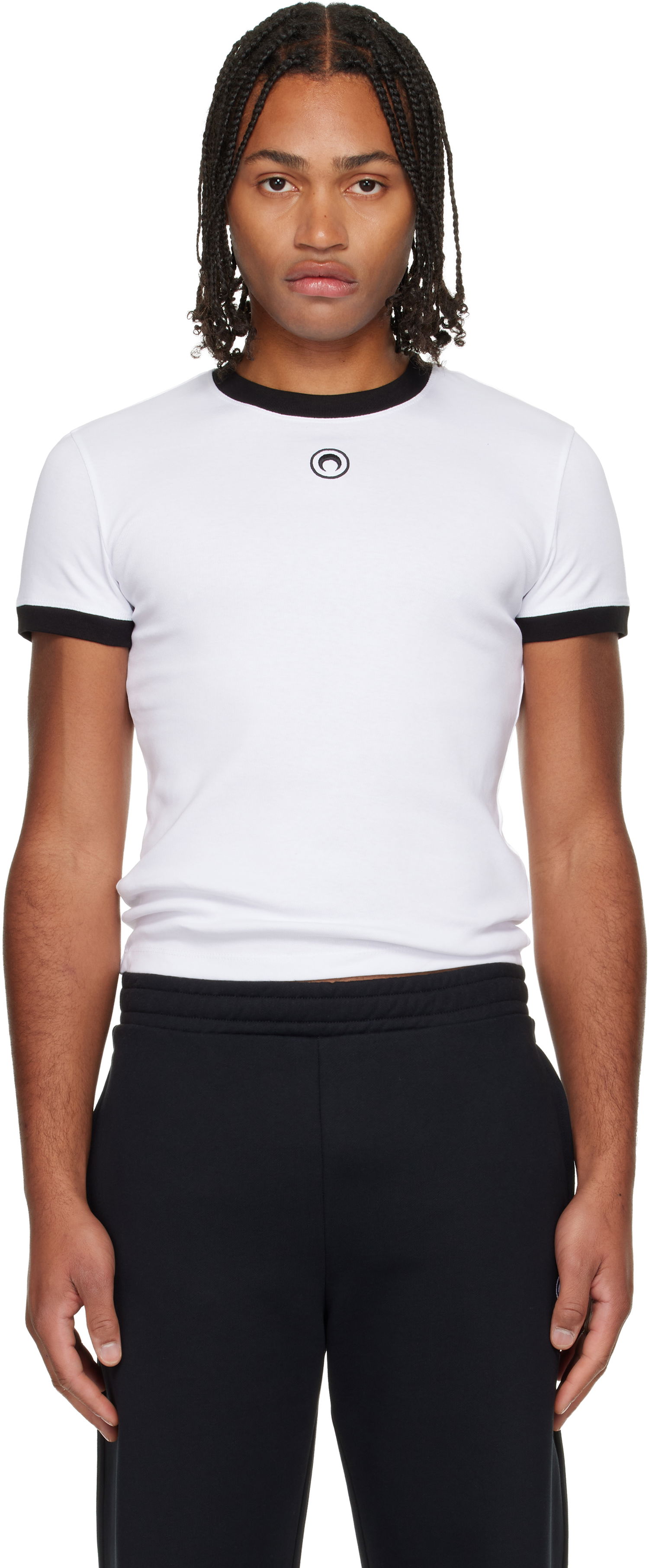 Majica kratkih rukava Marine Serre Moon Logo Bicolor Jersey Baby Fit T-shirt Bijela | UTT010ACJER0008, 0