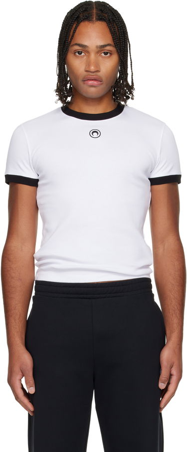 Majica kratkih rukava Marine Serre Moon Logo Bicolor Jersey Baby Fit T-shirt Bijela | UTT010ACJER0008, 0