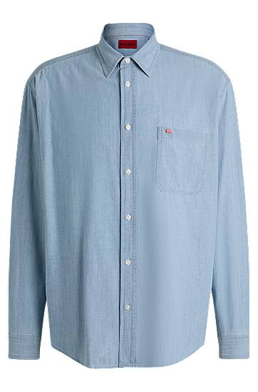 Košulja BOSS Cotton Chambray Overshirt Plava | 50539312