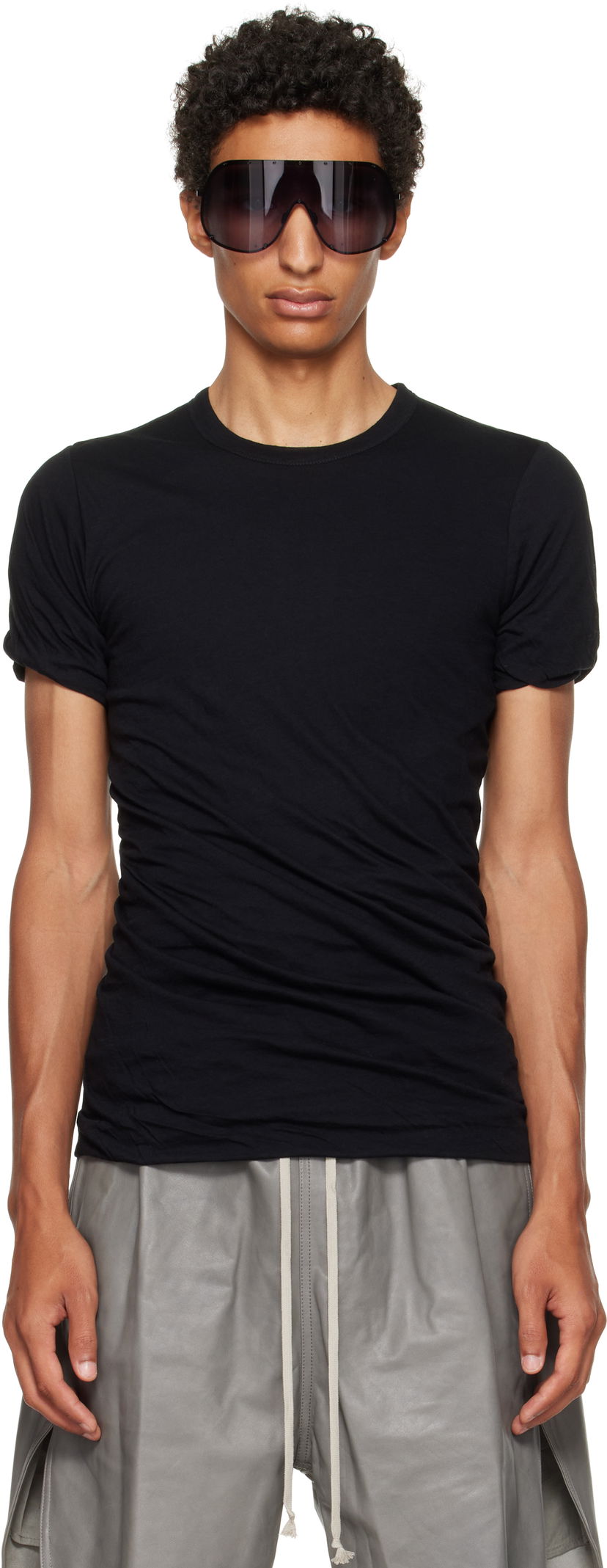 Majica kratkih rukava Rick Owens Rick Owens Concordians Double T-Shirt Crna | RU02E1256 UCDB