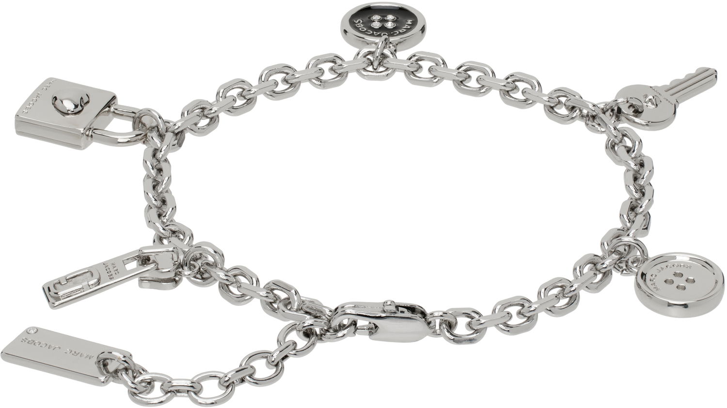 Narukvica Marc Jacobs Marc Jacobs Charm Bracelet with Buttons, Lock, Key and Logo Tag Metalik | 2R4JBR001J41, 1