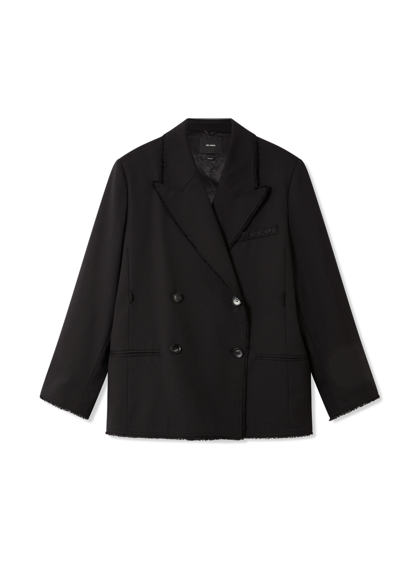 Jakna AXEL ARIGATO Thea Frayed Double-Breasted Blazer Crna | A3305002