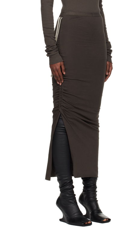 Suknja Rick Owens DRKSHDW Concordians Soft Edfu Midi Skirt Smeđa | DS02E7335 RN, 1
