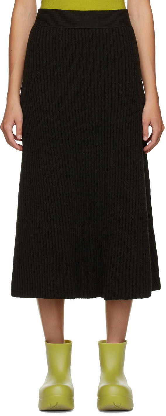 Suknja Bottega Veneta Rib Distorted Mid-Length Skirt Crna | 638136 V08G0