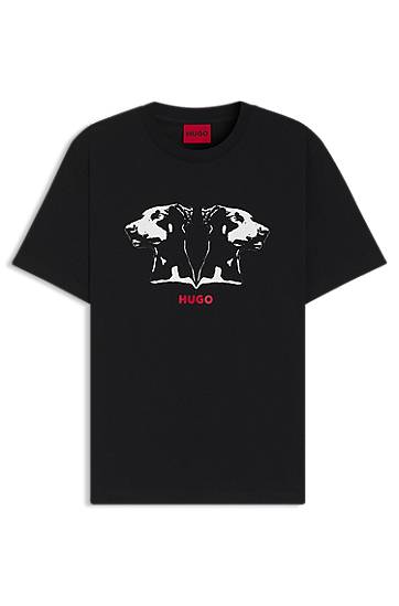 Majica kratkih rukava BOSS HUGO Dobermann Print T-Shirt Crna | 50542734