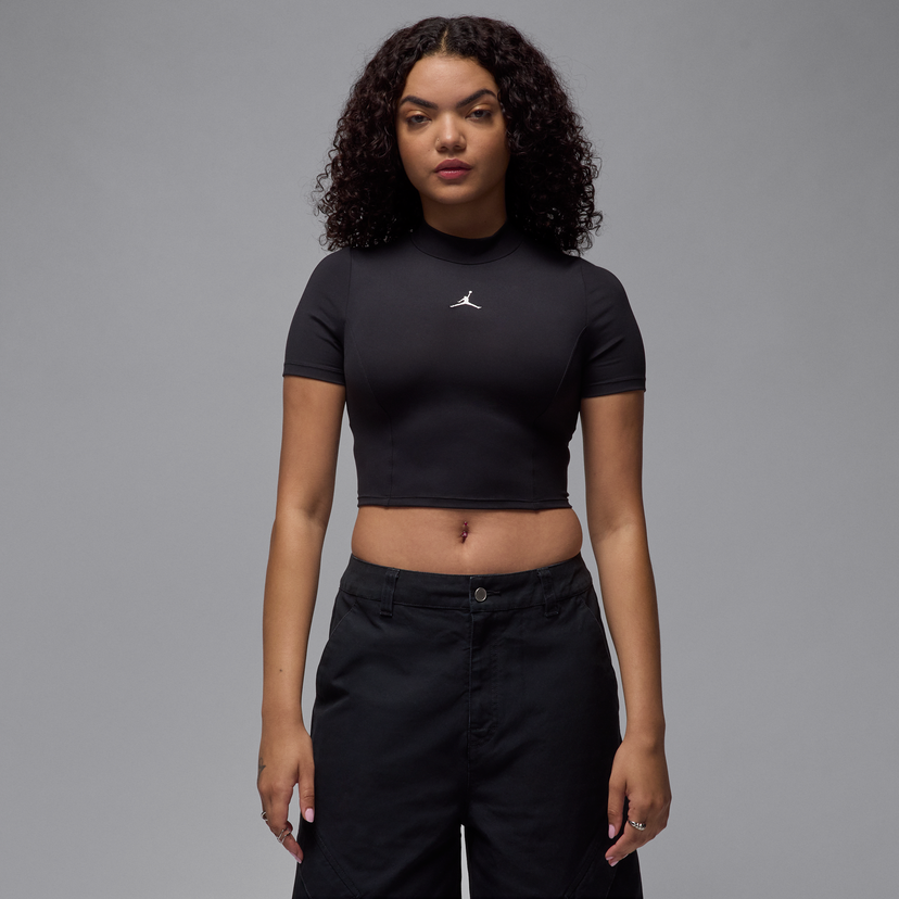 Crop top Jordan Jordan Knit Crop Short Sleeve Top Crna | HJ0083-010
