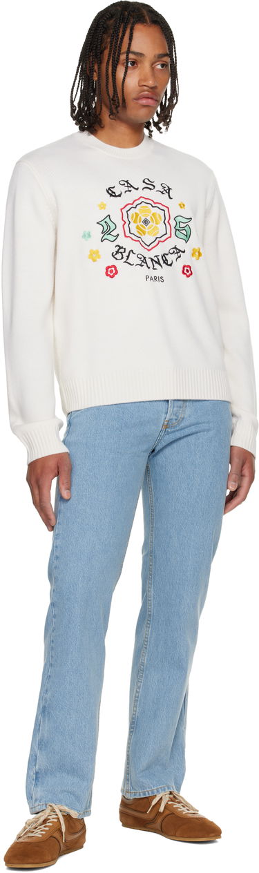 Džemper Casablanca Casablanca Emblem Merino Knit Crew Neck Sweater Bijela | M-AW25-KW-1105-01, 3