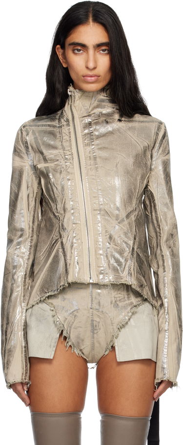 Jakna Rick Owens Concordians Naska Gary Metallic Crinkled Denim Jacket Metalik | DS02E7703 SDPF, 0