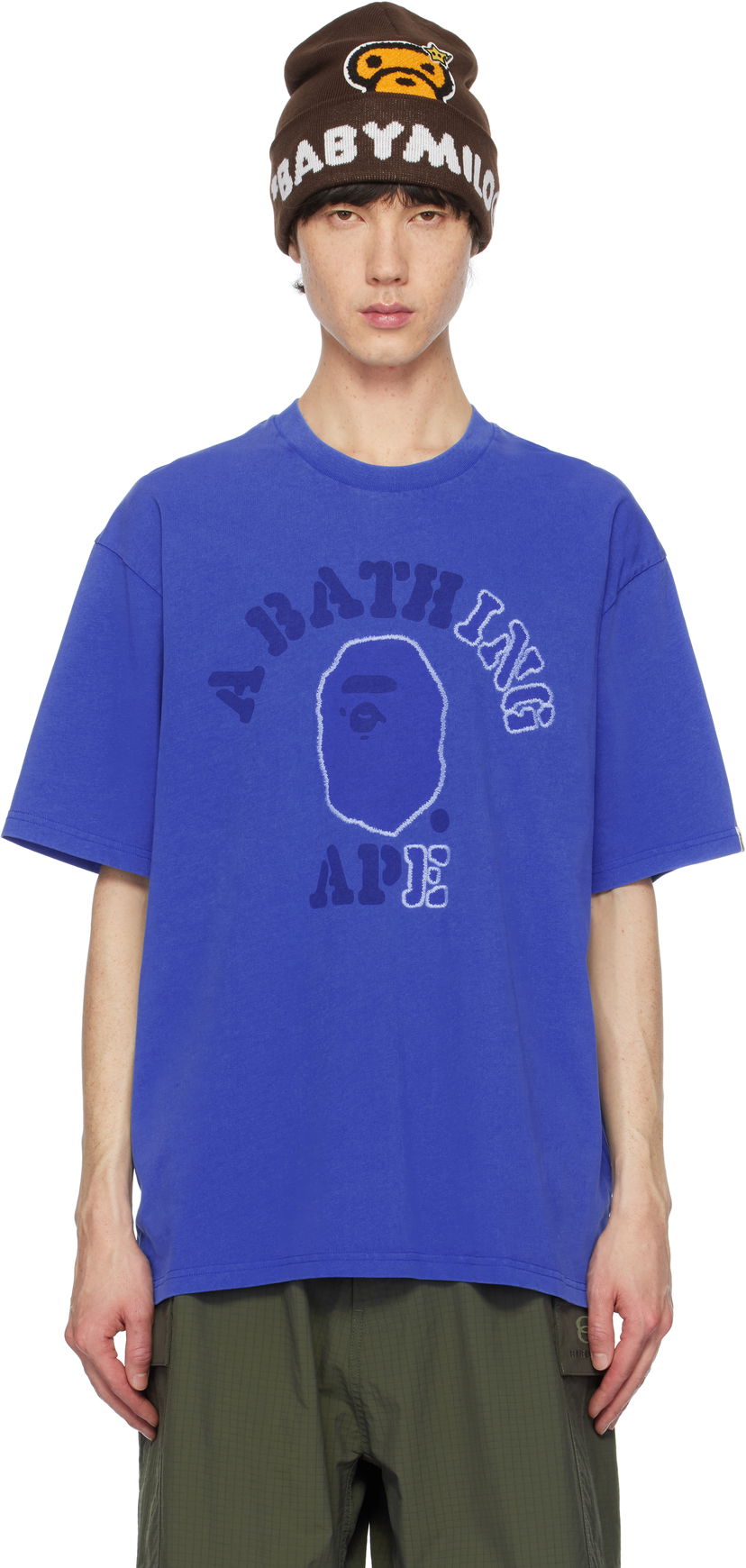 Majica kratkih rukava BAPE Garment Dye College Relaxed Fit T-Shirt Plava | 001CSK801314M