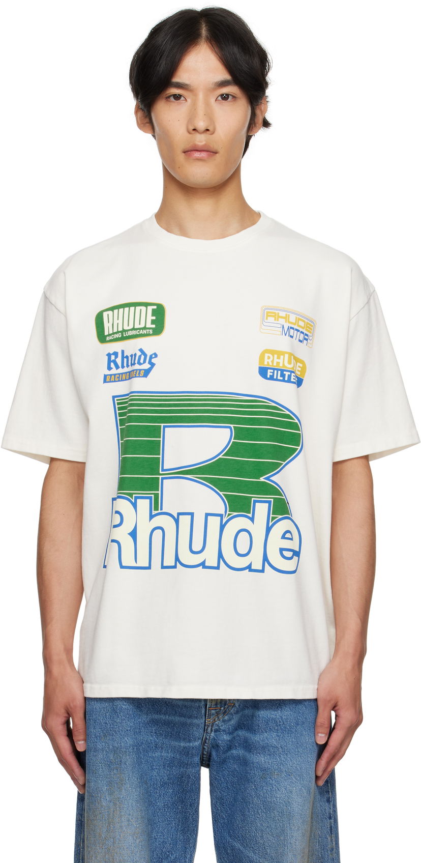 Majica kratkih rukava Rhude Rhude Roadway Racing T-Shirt Bijela | RHPF25TT11012