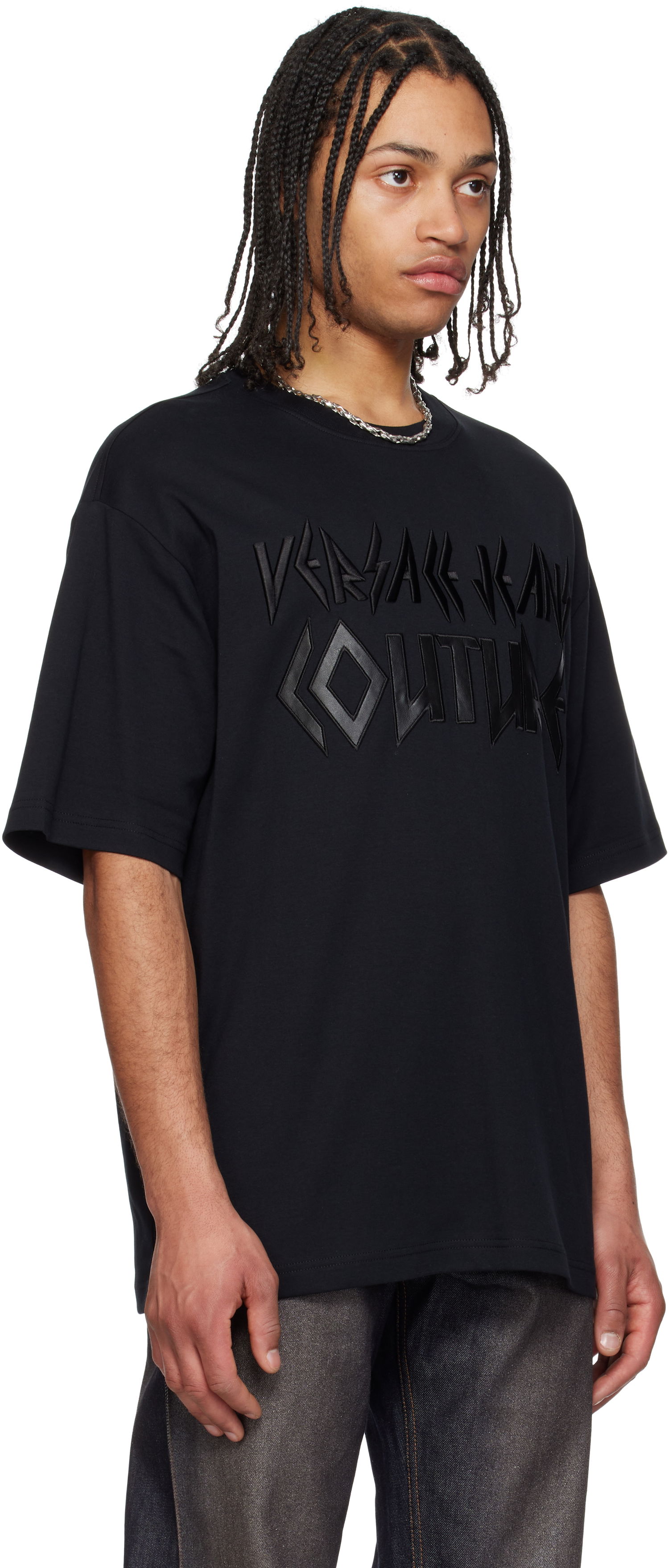 Majica kratkih rukava Versace Versace Jeans Couture Logo Metal Patch T-Shirt Crna | E78GAHE02_ECJ01E, 1