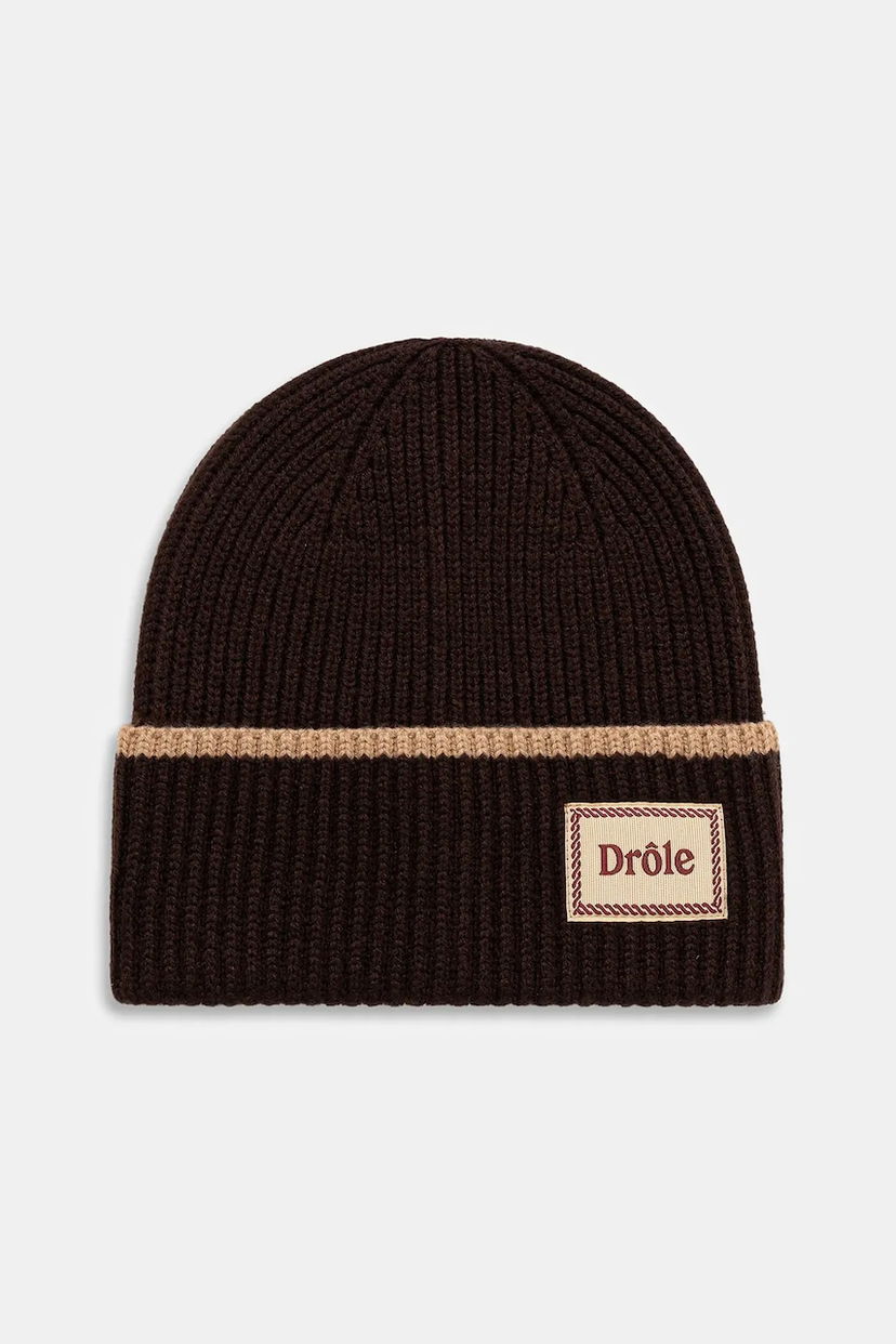 Kapica Drôle de Monsieur Drôle de Monsieur Le Bonnet Ribbed Knit Beanie Smeđa | I.BN104.WO007