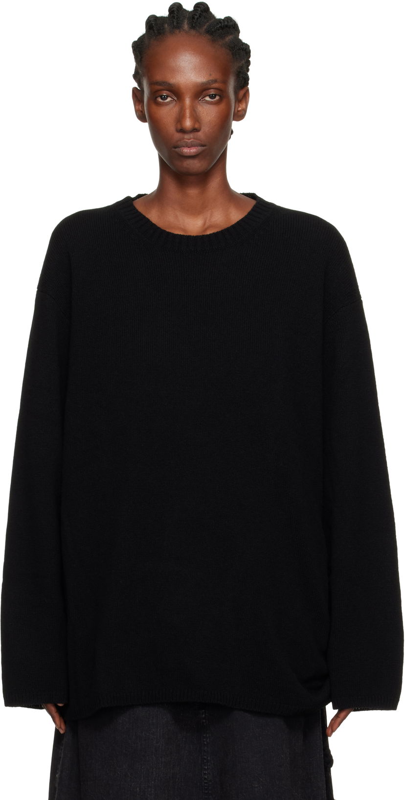 Džemper Yohji Yamamoto YOHJI YAMAMOTO String Round Neck Sweater Crna | HL-K04-184