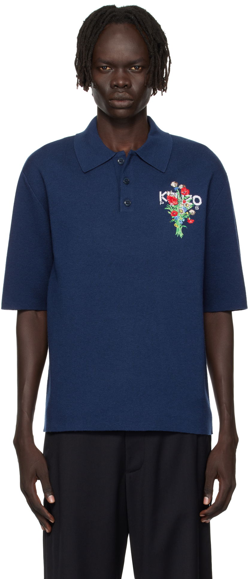 Polo majica KENZO Kenzo 'KENZO Archive Bouquet' Embroidered Polo Shirt Tamnoplava | FF65PO7633BG